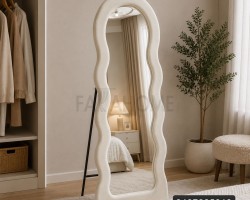 مراة منجد مخمل زكزاك وقوس علوي مع ستاند حديد 57 × 157 سم