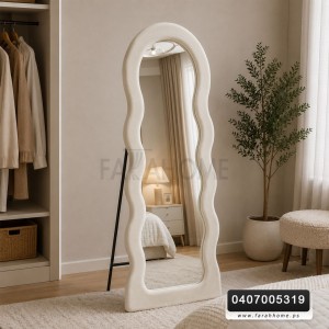 مراة منجد مخمل زكزاك وقوس علوي مع ستاند حديد 57 × 157 سم