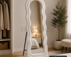 مراة منجد مخمل اطارين زكزاك وقوس علوي مع ستاند حديد  57 × 160 سم