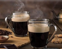 طقم كاسات شاي شكل برميل مع يد  قلب / 6 كاسات