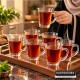 طقم كاسات شاي شكل برميل مع يد  قلب / 6 كاسات