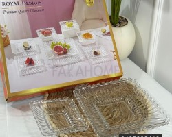 طقم كيك/7قطع جاط كيك/فواكه زجاج مع 6 صحون مبزر شفاف