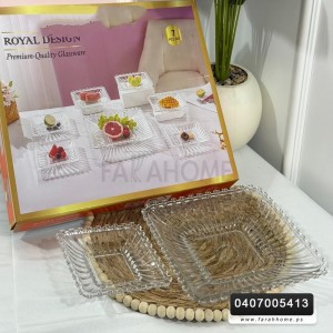 طقم كيك/7قطع جاط كيك/فواكه زجاج مع 6 صحون مبزر شفاف