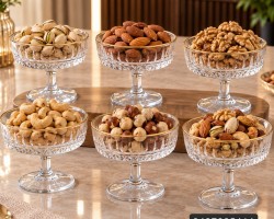 كاسات بوظه / 6شفاف مزركش محزز مع حز مذهب
