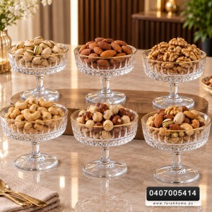 كاسات بوظه / 6شفاف مزركش محزز مع حز مذهب