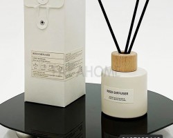 معطر جو سائل 100مل علبة زجاج ابيض غطاء خشب 