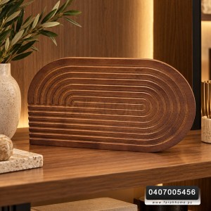 قاعدة كوستر ديكور خشب بامبو بيضاوي بني غامق 20*33 سم