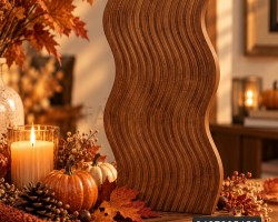 قاعدة كوستر ديكور خشب بامبو بني غامق مموج 15*30 سم 