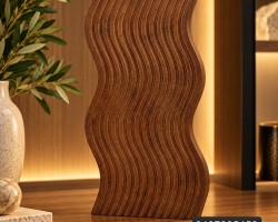 قاعدة كوستر ديكور خشب بامبو بني غامق مموج 15*30 سم 