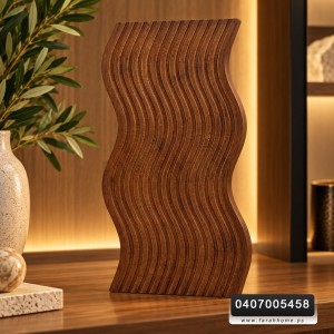 قاعدة كوستر ديكور خشب بامبو بني غامق مموج 15*30 سم 