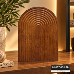 قاعدة ديكور كوسترخشب بامبو بني غامق شكل قوس 20*27 سم 
