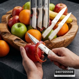 طقم/6 سكاكين فواكه يد ماربل عسلي عظم