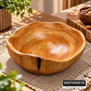 صحن جاط فواكه خشب طبيعي بامبو ثقيل  23سم