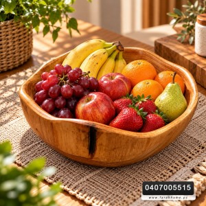 صحن جاط فواكه خشب طبيعي بامبو ثقيل  23سم