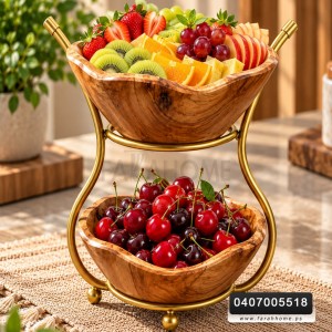 جاط سلة مضيفة طبقة/2 خشب طبيعي 40سم 20-24