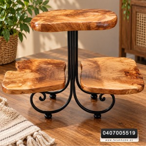 جاط سلة ستاند خشب طبيعي 3 طبقات 33×50 