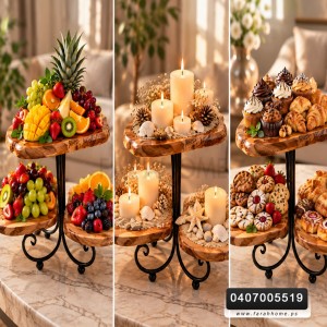 جاط سلة ستاند خشب طبيعي 3 طبقات 33×50 