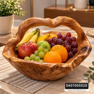 جاط سلة فواكة خشب طبيعي يد قوس كبير 32سم