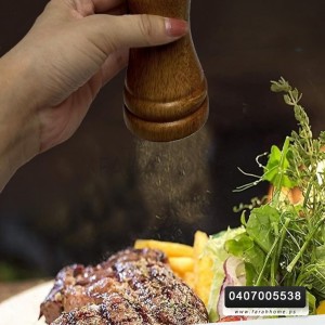 مطحنة فلفل خشب رأس ستانلس وسط 22سم 