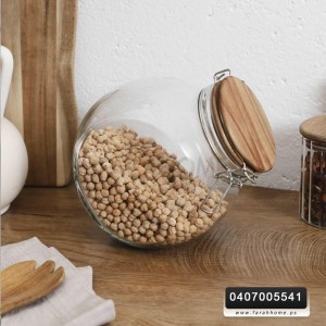 مطربان زجاج طابة صغير 1200 مل غطاء ضغط بامبو