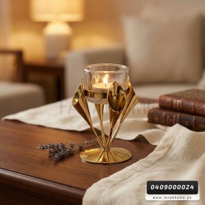 ستاند قاعدة شمع حجم صغير ذهبي بيوتر