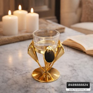ستاند قاعدة شمع حجم صغير ذهبي بيوتر