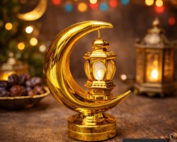 زينة رمضان/ فانوس رمضان حجم صغير هلال  9 × 12 سم