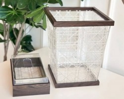 طقم سله صالون مهملات اسود مع علبة محارم اكريليك MA1