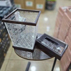 طقم سله صالون مهملات اسود مع علبة محارم اكريليك MA1 طقم سله صالون مهملات اسود مع علبة محارم اكريليك MA1