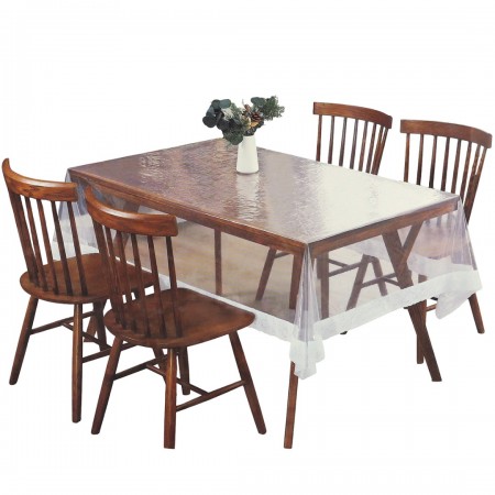 شرشف طاولة سفرة شفاف مع دانتيل مقاس 137 × 183 سم 