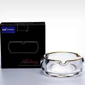 متكة - مكتة دخان زجاج مدور حيف ذهبي ثقيل سادة