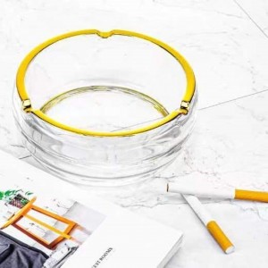 متكة - مكتة دخان زجاج مدور حيف ذهبي ثقيل سادة متكة - مكتة دخان زجاج مدور حيف ذهبي ثقيل سادة