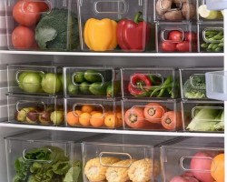 طقم سلة ثلاجه 3 قطع بلاستيك شفاف 26 × 18 + 11 سم مستطيل اكريليك يد حفة عاليه