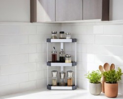 زاويه حمام - تنظيم اغراض المنيوم ثقيل رفوف لون فضي 3 طبقات 30.1 × 20.6 × 51.5 سم  COR100-5