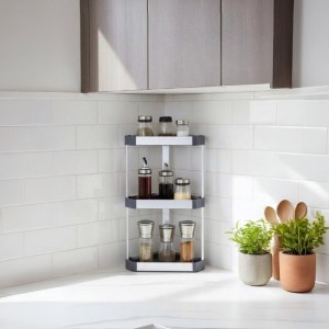 زاويه حمام - تنظيم اغراض المنيوم ثقيل رفوف لون فضي 3 طبقات 30.1 × 20.6 × 51.5 سم  COR100-5