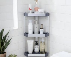 زاويه حمام - تنظيم اغراض المنيوم ثقيل رفوف لون فضي 3 طبقات 30.1 × 20.6 × 51.5 سم  COR100-5