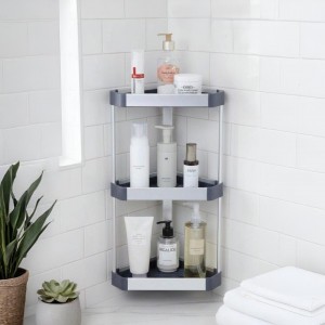 زاويه حمام - تنظيم اغراض المنيوم ثقيل رفوف لون فضي 3 طبقات 30.1 × 20.6 × 51.5 سم  COR100-5