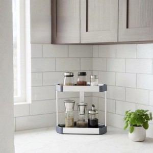 زاويه حمام - تنظيم اغراض المنيوم ثقيل رفوف لون فضي 2 طبقة 30.1 × 20.6 × 27.5 سم COR100-5