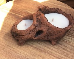 شمع معطر قوار شكل قاعدة قرمية - غصن شجرة 2 عين - دائرتين