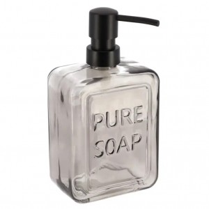علبه سائل صابون زجاج شفاف مع غطا اسود