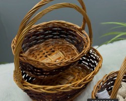 طقم سلال قش مع يد حجم صغير 3 قطع