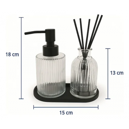 طقم علب صابون مع حافظة فواحة عطرية زجاج محزز LV02