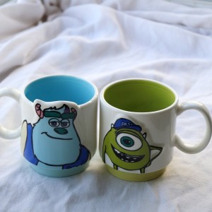 طقم ماغ كاسة كبلز مرسم مارد و شلبي مونيستر بورسلان قطعتين AF094-21