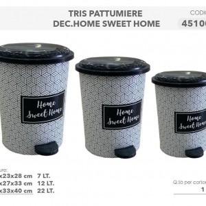 طقم سلال مهملات - قمامة 3 قطع مع دعسه رجل لون ابيض او ملون سعة 7/12/22 لتر