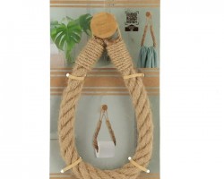 علاقة محارم / بشكير خشب مع خيط حبل مجدول خيش ثقيل تعليقة  BATHLUX