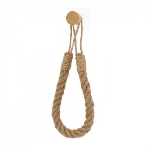 علاقة محارم / بشكير خشب مع خيط حبل مجدول خيش ثقيل تعليقة  BATHLUX