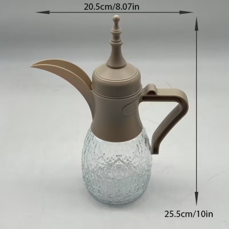 طقم بكرج قهوة / شاي زجاج مبزر مع 6 فناجين سادة اسود