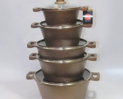 طقم طناجر غرانيت سكب 7 طبقات مبزر 5 قطع تانا HK