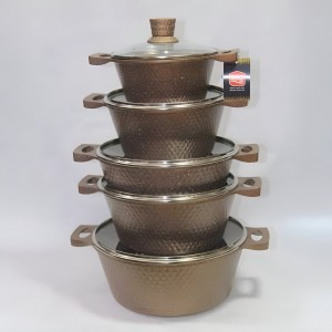 طقم طناجر غرانيت سكب 7 طبقات مبزر 5 قطع تانا HK