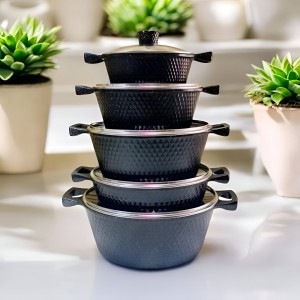 طقم طناجر غرانيت سكب 7 طبقات مبزر 5 قطع تانا HK